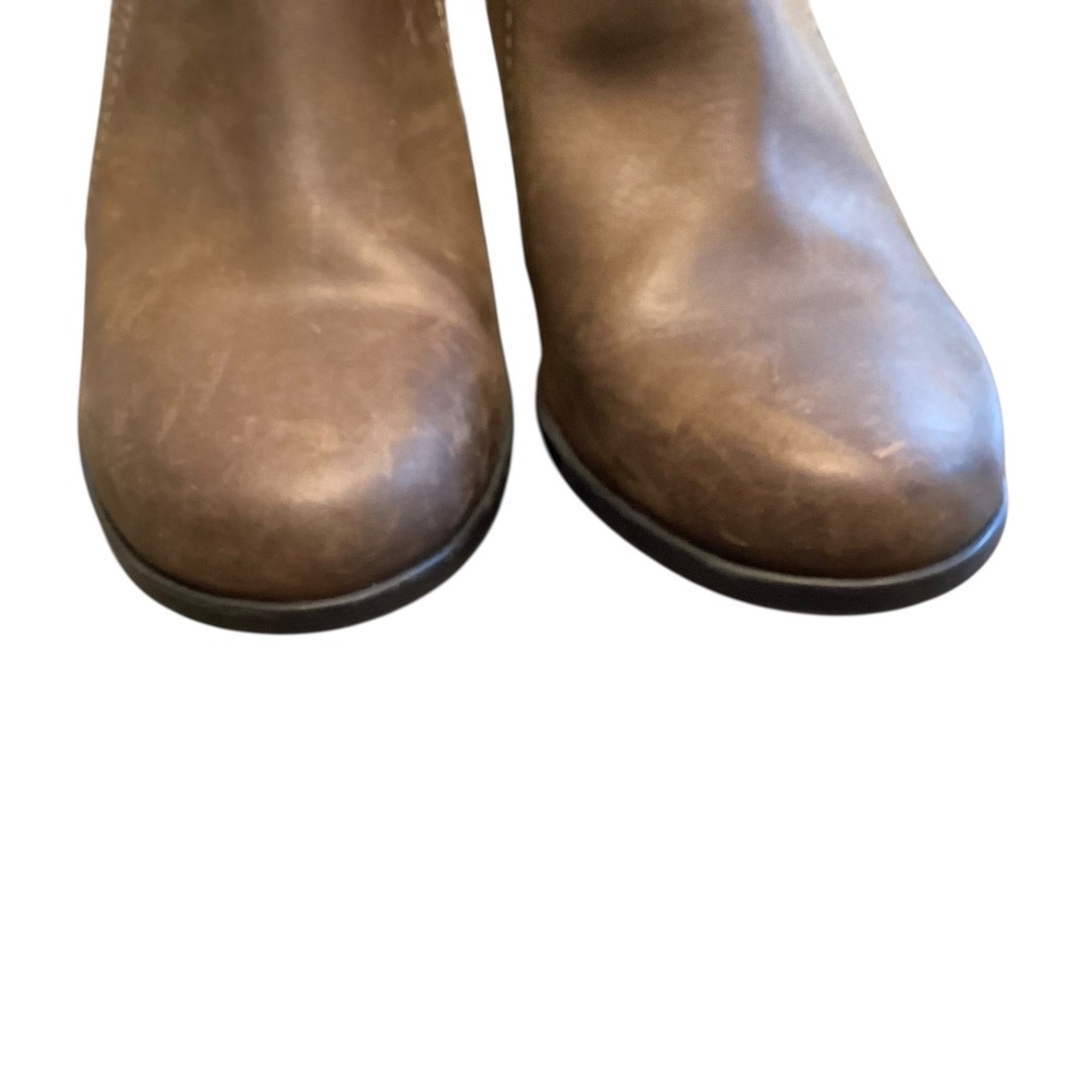 Clarks Verona Brown Leather Ankle Boots Side Zip Block Heel 8.5M Western EUC - Picture 3 of 8